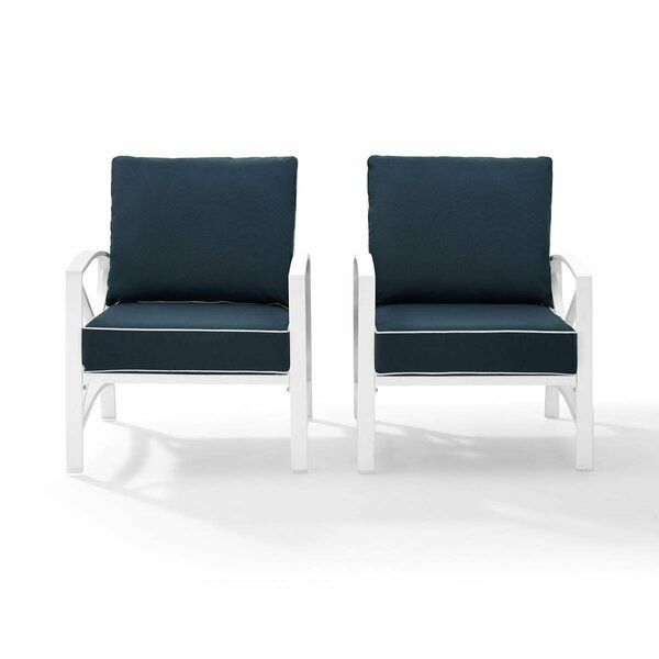 Crosley Furniture Kaplan 2-Piece Outdoor Seating Set in White with Navy Cushions KO60013WH-NV